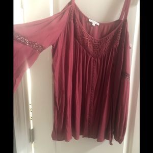 Bare shoulder loose fitting long sleeve top